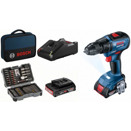 BOSCH Set GSR 18V-50 + 2x 2,0Ah + GAL 18V-20 Schrauberbit-Satz 43-tlg 06019H5004