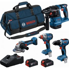 BOSCH PROFESSIONAL Werkzeugset GSR + GDX + GBH + GWS + 2× 5,0 Ah + GAL18V-40 0615A500BK