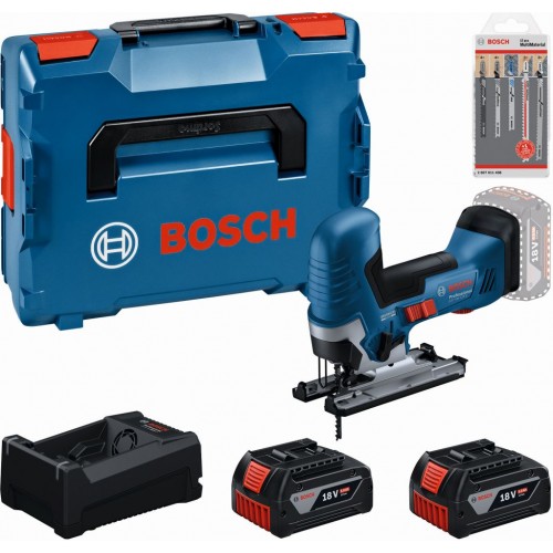 BOSCH Werkzeug-Set PROFESSIONAL GST 18V-125 S + 2×5.0Ah + Stichsägeblatt-Set 0615A500E5 BOSCH Werkzeug-Set PROFESSIONAL GST 18V-125 S + 2×5.0Ah + Stichsägeblatt-Set 0615A500E5
