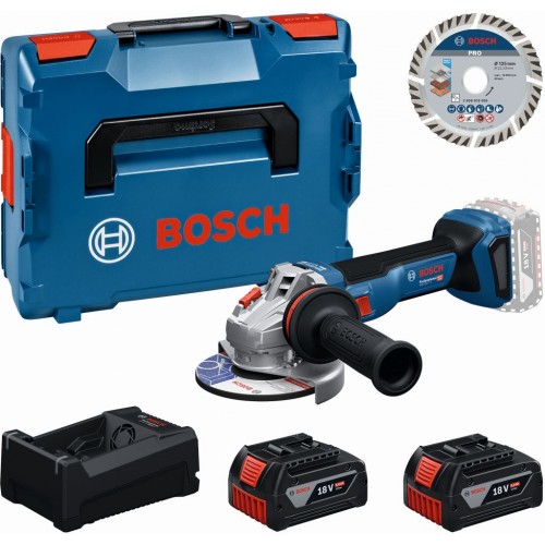 BOSCH GWS 18V-11 S PROFESSIONAL Werkzeugset, 2× GBA 5.0Ah + Scheibe + L-BOXX 0615A500E6 BOSCH GWS 18V-11 S PROFESSIONAL Werkzeugset, 2× GBA 5.0Ah + Scheibe + L-BOXX 0615A500E6