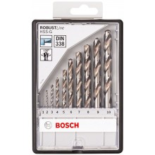 BOSCH 10-teiliges Metallbohrer-Set, Robust Line, HSS-G, 135°, 1–10 mm 2607010535