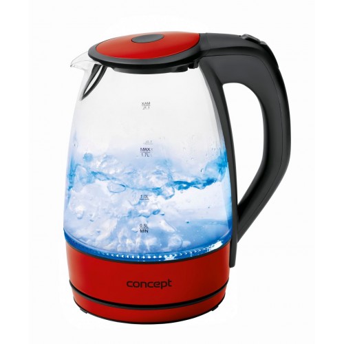 CONCEPT RK-4030 Wasserkocher inkl. LED-Innenbeleuchtung, 1,7 Liter, 2200W, rk4030re