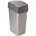 CURVER FLIP BIN 45L Abfallbehälter Klappdeckel 65,3 x 29,4 x 37,6 cm silber/grau 02172-686