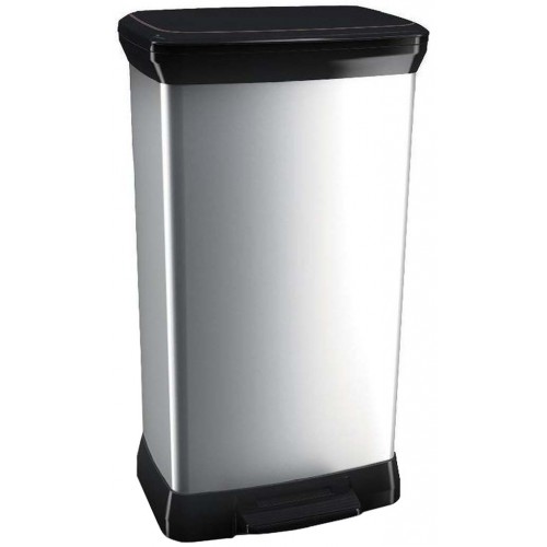 CURVER DECO BIN 50L Rechteckiger Treteimer 39 x 29 x 73 cm silber 02162-582