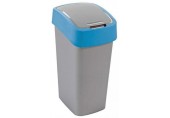 CURVER FLIP BIN 45L Abfallbehälter Klappdeckel 65,3 x 29,4 x 37,6 cm silber/blau 02172-734