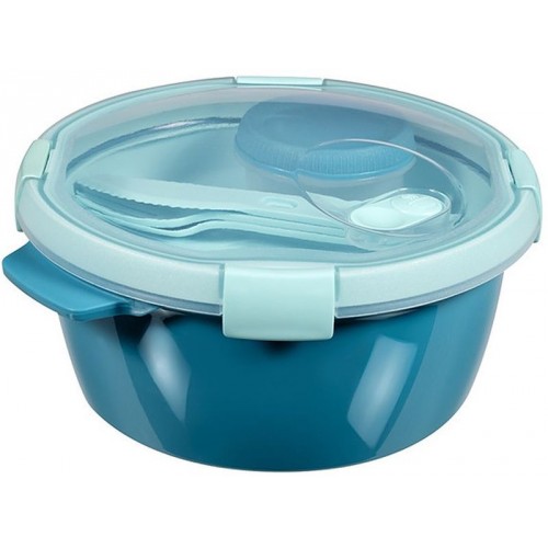 CURVER SMART TO GO 1,6L Lunchbox mit Besteck & Zubehör 22x11cm blau 00921-Y33