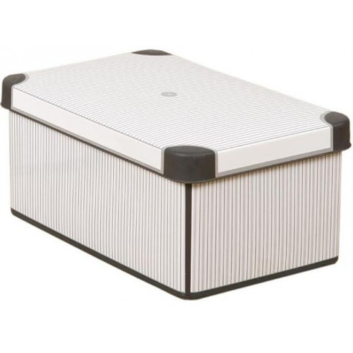 CURVER CLASSICO S Dekorative Aufbewahrungsbox 29,5 x 19,5 x 13,5 cm grau/weiß 04710-D41