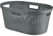 CURVER INFINITY DOTS 39L Wäschekorb für Bügelwäsche 59 x 38 x 27 cm, dunkelgrau 04755-G43