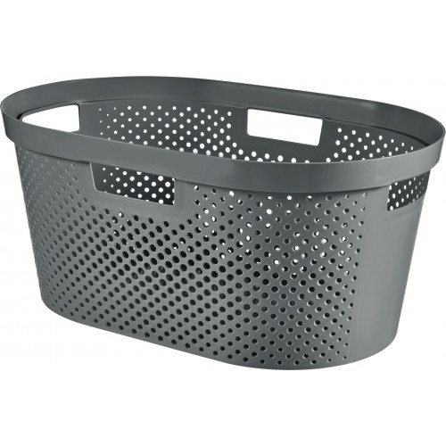 CURVER INFINITY DOTS 39L Wäschekorb für Bügelwäsche 59 x 38 x 27 cm, dunkelgrau 04755-G43