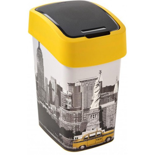 CURVER FLIP BIN NEW YORK 25L Abfallbehälter 47 x 26 x 34 cm gelb/grau 02171-N27