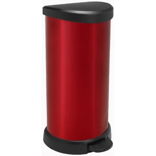 Curver Abfallbehälter Deco B Metallics mit Pedal, 40 L, metallic-rot, 02150-931
