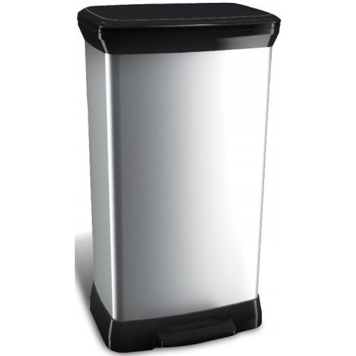 CURVER DECO BIN 50L Treteimer 39 x 29 x 73 cm silber 02162-582