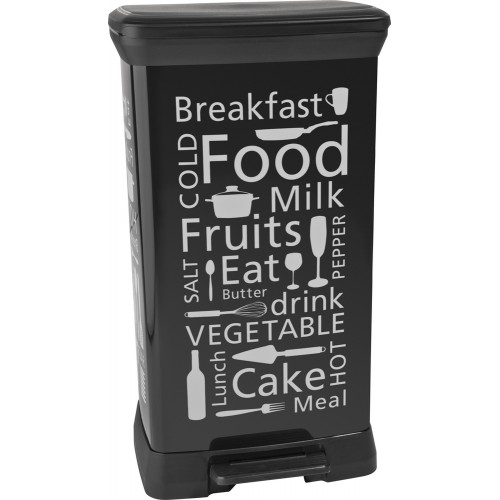 CURVER DECOBIN 50L KITCHEN Abfalleimer mit Pedal 39x29x73cm schwarz/weiß 02162-K03