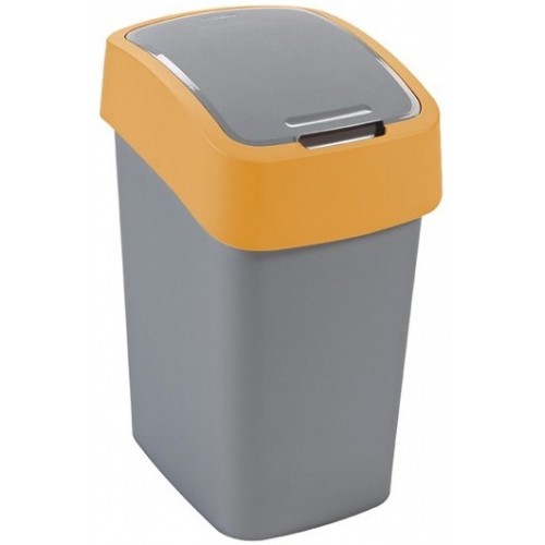 B-WARE CURVER Abfallbehälter FLIP BIN, 47 x 26 x 34 cm, 25 l,silber/gelb, 02171-535