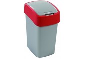 CURVER FLIP BIN 10L Abfallbehälter 35 x 18,9 x 23,5 cm silber/rot 02170-547