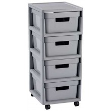 CURVER INFINITY 4x11L Regal mit 4 Schubladen 336 x 30 x 69 cm grau 04355-099