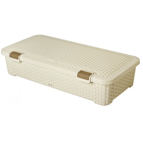 CURVER Style Unterbettbox Rollbox Rattan, 80 x 40 x 19 cm, 42L, creme, 01704-885