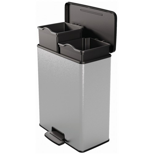 CURVER DECO BIN DUO 26L+26L Treteimer 48,6 x 31,6 x 61,5 cm silber 01129-C70