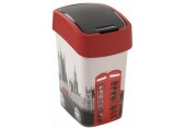 CURVER FLIP BIN LONDON 25L Abfallbehälter 47 x 26 x 34 cm grau/rot 02171-L11