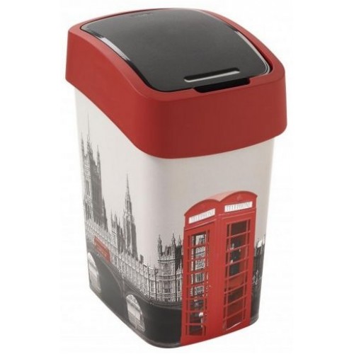 CURVER FLIP BIN LONDON 25L Abfallbehälter 47 x 26 x 34 cm grau/rot 02171-L11