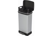 CURVER DECO BIN DUO 23L+23L Treteimer 39 x 29 x 72 cm silber 08680-582