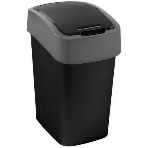 CURVER FLIP BIN 10L Abfallbehälter 35 x 18,9 x 23,5 cm schwarz/silber 02170-Y09