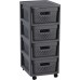 CURVER INFINITY 4x11L Regal mit 4 Schubladen 36 x 29,5 x 65 cm, DOTS, Dunkelgrau 04356-G43