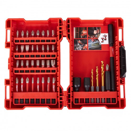 Milwaukee Shockwave Bitset 40-teilig + Winkelschraubvorsatz 4932478906