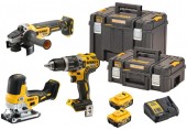 DeWALT DCK329P2T Akku-Werkzeugset (DCD796+DCG405+DCS335+18V/2x5,0Ah) 2xTstak