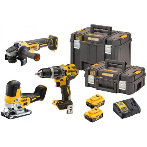 DeWALT DCK329P2T Akku-Werkzeugset (DCD796+DCG405+DCS335+18V/2x5,0Ah) 2xTstak