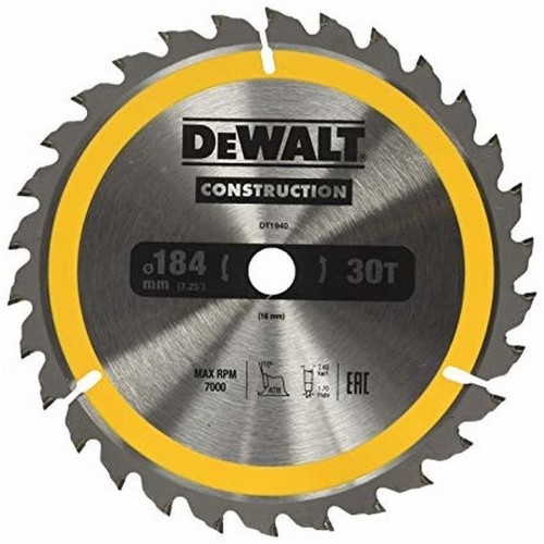 DeWALT DT1940-QZ Kreissägeblatt für Handkreissägen, 184 x 16 mm, 30WZ