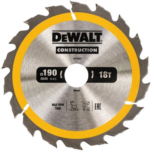 DeWALT DT1943-QZ Kreissägeblatt für Handkreissägen, 190 x 30 mm, 30WZ