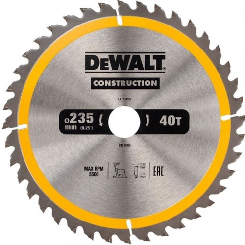 DeWALT DT1955-QZ Kreissaegeblatt für Stationärsägen 235 x 30 mm, 40WZ