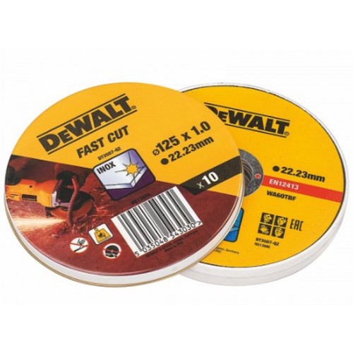 DeWALT DT3507-QZ Trennscheibe Edelstahl flach 125 mm x 1.0 mm 10 Stück/Dose