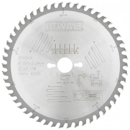 DeWALT DT4345-QZ Sägeblatt Extreme 250 x 30 mm, 50 HZ