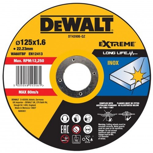 DeWALT DT43906-QZ Trennscheibe Edelstahl flach 125 x 1,6 mm