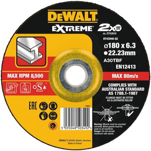 DeWALT Schruppscheibe, Metall, gekröpft 180 mm DT43948 DeWALT Schruppscheibe, Metall, gekröpft 180 mm DT43948