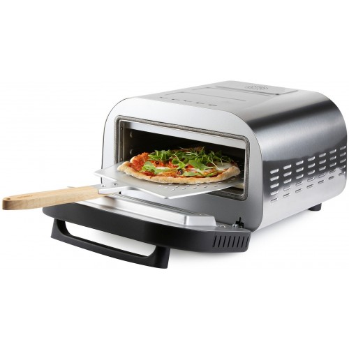 DOMO Genius Pizzaofen, Edelstahl, mit Backstein DO9289PZ