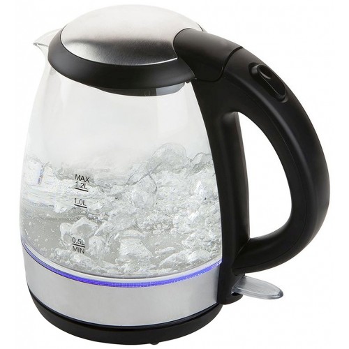 DOMO Wasserkocher schnurlos 1,2l, 2200W, Schwarz/Silber DO9218WK