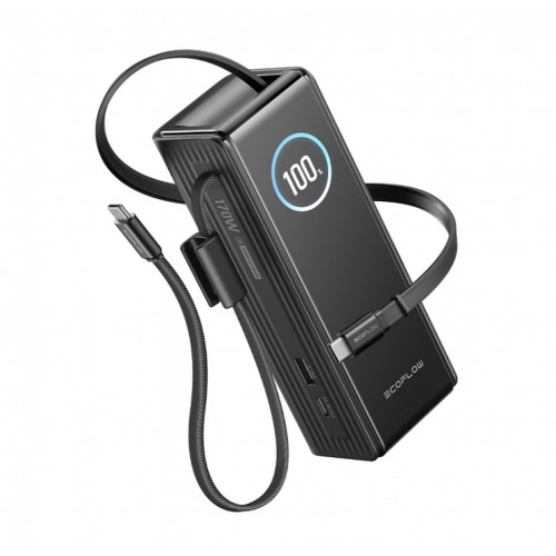 EcoFlow RAPID Powerbank (25 000 mAh, 170 W) 2×100 W integriertes USB-C-Kabel – Schwarz