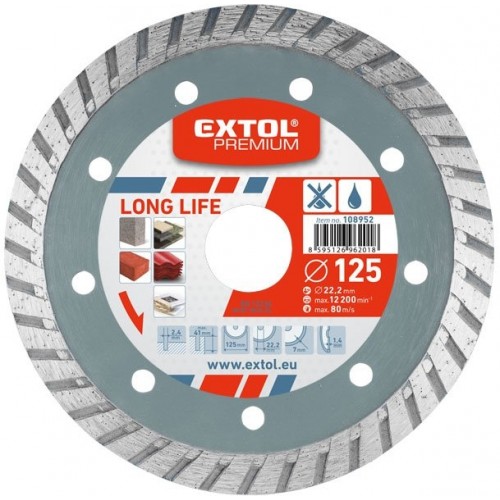 EXTOL PREMIUM Diamanttrennscheibe 125x22,2 mm – TURBO 108952