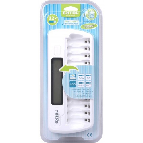EXTOL ENERGY Ladegerät AAA/AA, NiMh / NiCd, 12 Steckplätze, individuelles Laden, LCD 42081 EXTOL ENERGY Ladegerät AAA/AA, NiMh / NiCd, 12 Steckplätze, individuelles Laden, LCD 42081