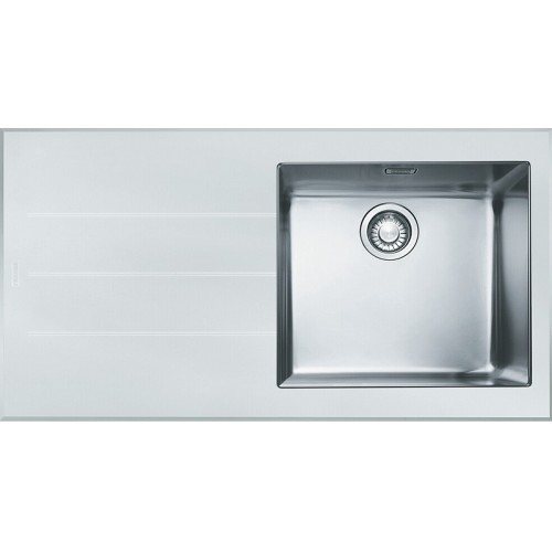 Franke Crystal CYV 611 Spüle rechts, 1000x510 mm, Edelstahl+weiße Glas, 101.0062.562