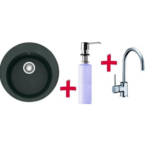 Franke SETG32 Fragranit Spüle ROG 610.099 graphit + Küchenarmatur FC 650+Spülmittelspender