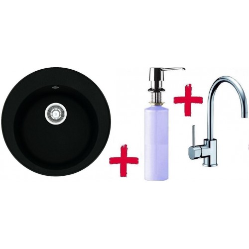 Franke SETG32 Fragranit Spüle ROG 610.070 onyx + Küchenarmatur FC 650 +Spülmittelspender F