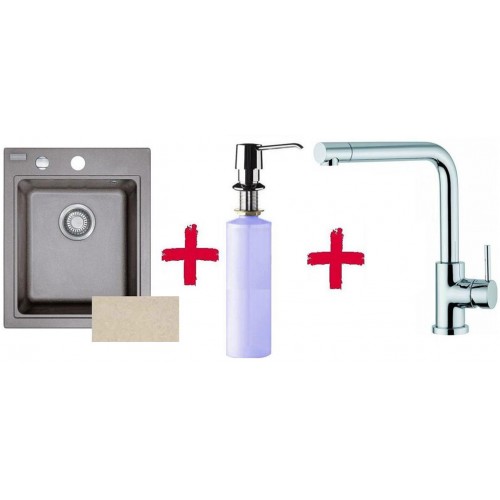 Franke SET G33 Fragranit Spüle KSG 218.082 sahara + Küchenarmatur Samoa +Spülmittelspender