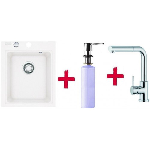 Franke SET G34 Fragranit Spüle KSG 218.094 weiß + Küchenarmatur FN 0147 +Spülmittelspender