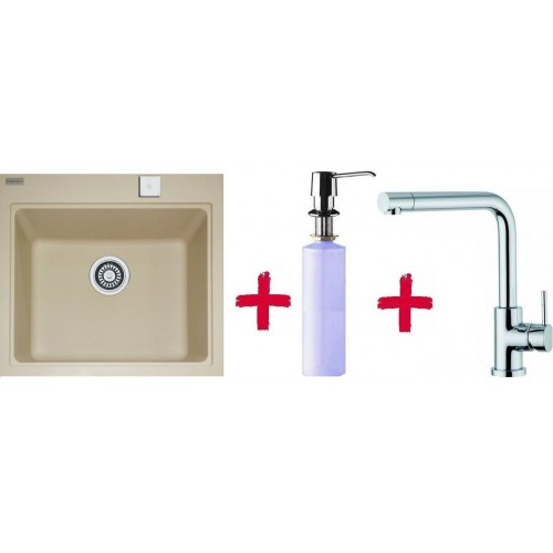 Franke SET G35 Fragranit Spüle KSG 238.082 sahara + Küchenarmatur Samoa +Spülmittelspender