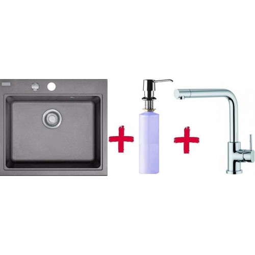 Franke SET G35 Fragranit Spüle KSG 238.084 grau + Küchenarmatur Samoa + Spülmittelspender