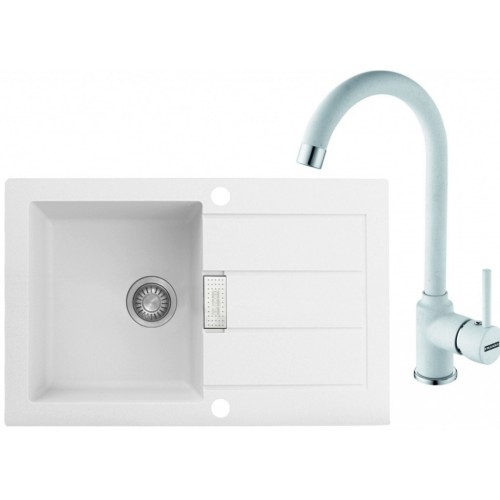Franke SET T26 Tectonit Spüle SID 611-78 weiß + Küchenarmatur FP 9400 weiß 114.0366.031